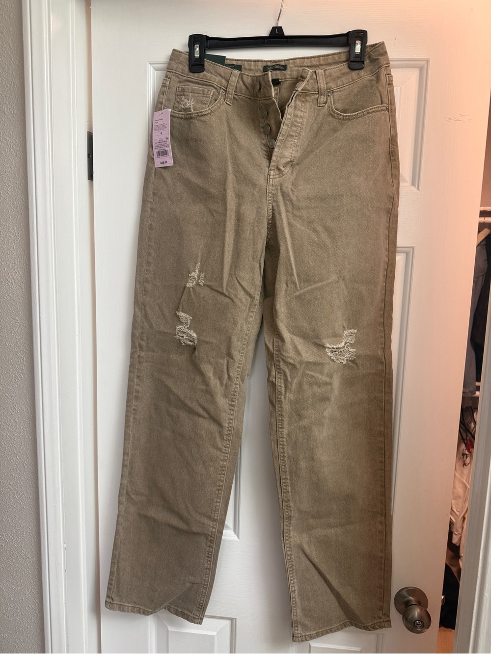 Casual Distressed Tan straight jeans